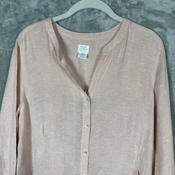 Sigrid Olsen Tunic Top Medium Pink Linen Button up - Picture 6 of 13